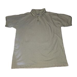 USA International Mens Polo Shirt L Cream With Brownish Trim